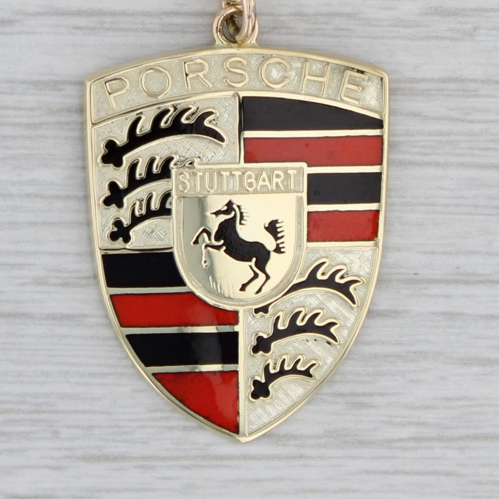 Gray Porsche Key Chain Fob Stuttgart Coat of Arms German Car Collectible Souvenir