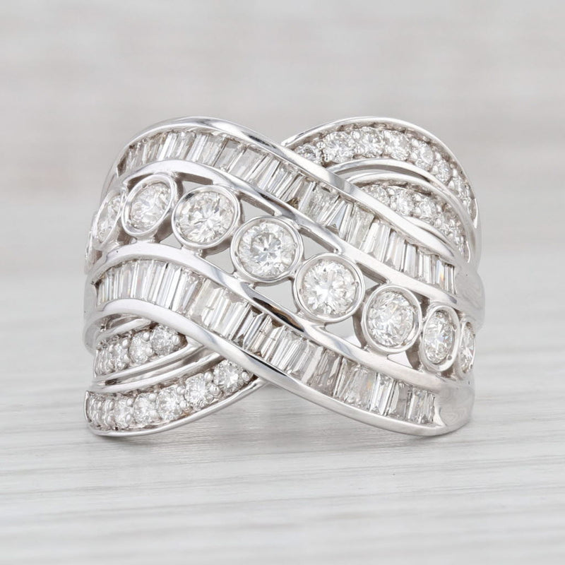 Light Gray New 2.10ctw Diamond Overlay Ring 14k White Gold Size 7 Cocktail