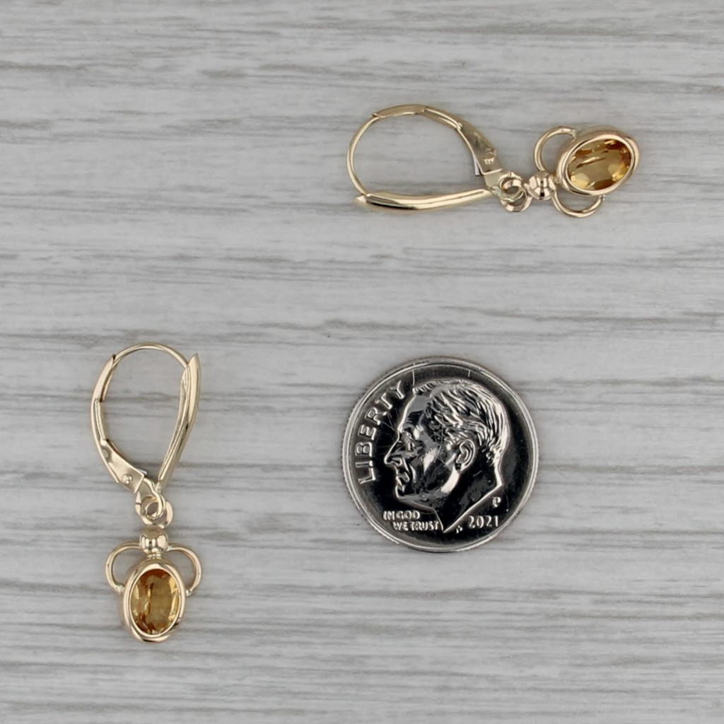 1.20ctw Citrine Dangle Earrings 14k Yellow Gold Solitaire Drops