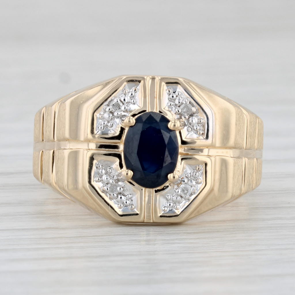 Light Gray 1.05ctw Blue Sapphire Diamond Ring 10k Yellow Gold Size 9.75