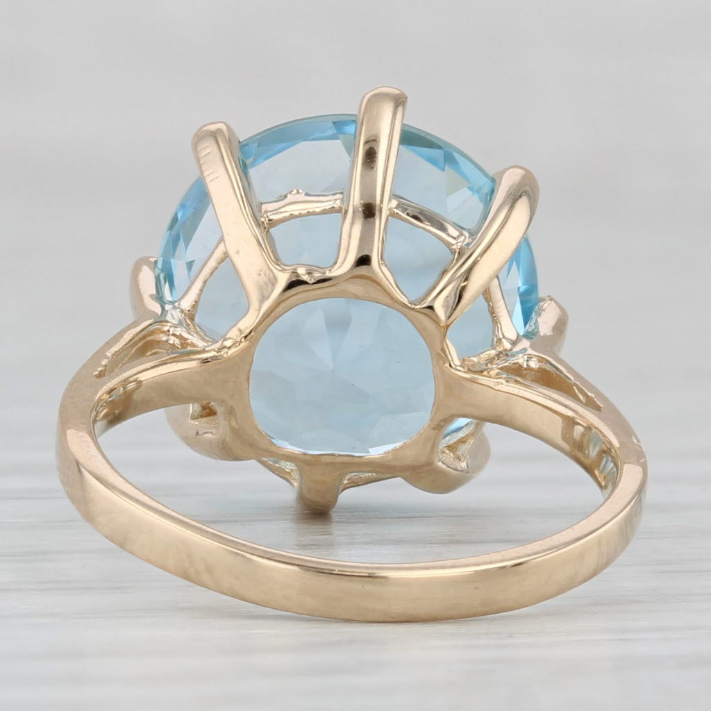 Light Gray 10ct Round Blue Topaz Solitaire Ring 14k Yellow Gold Size 6.75