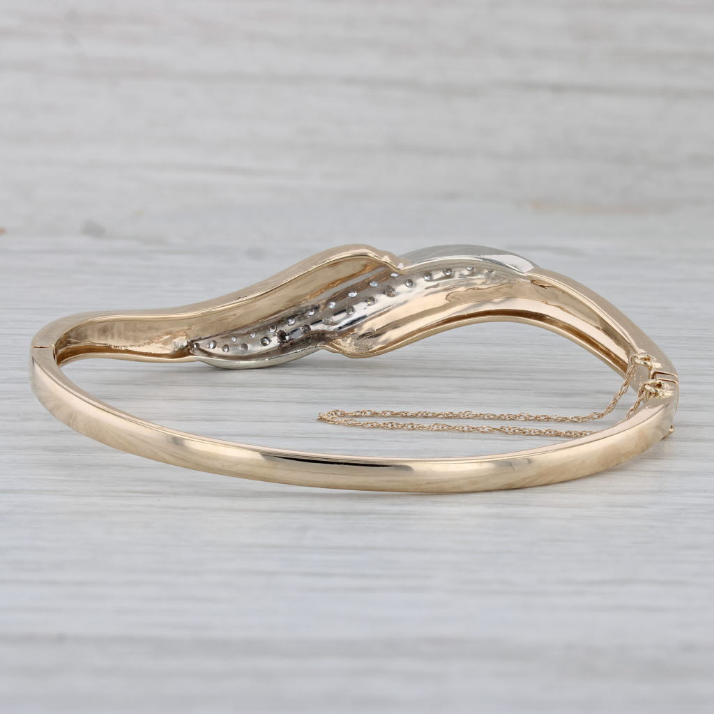 Gray 0.50ctw Diamond Bypass Bangle Bracelet 14k Yellow Gold 6.5"