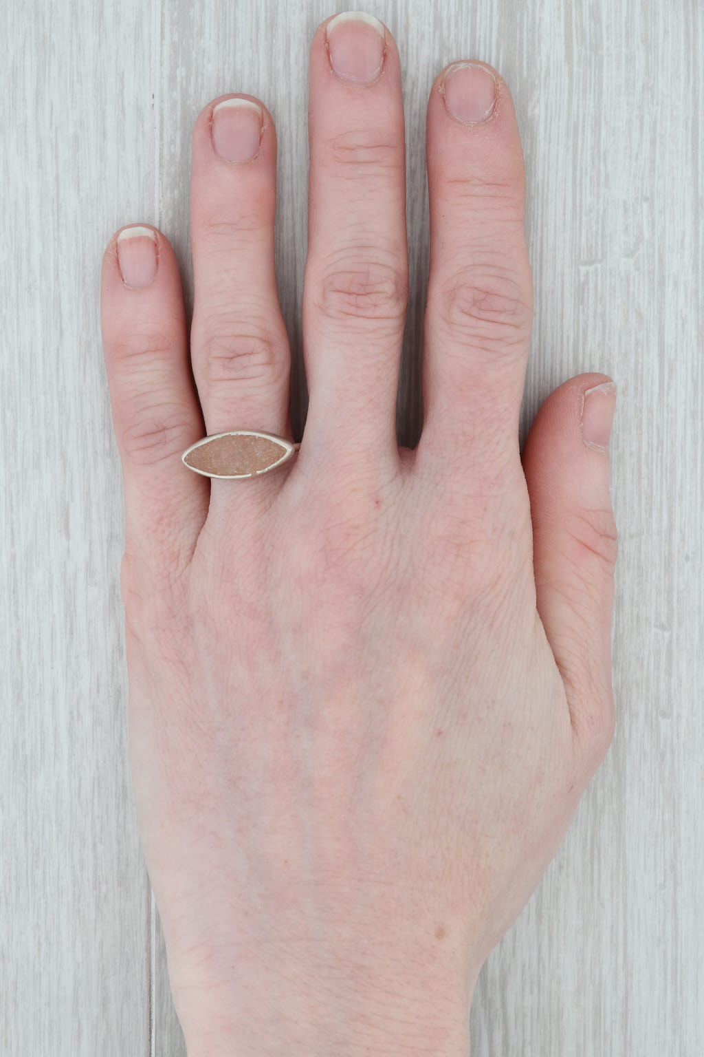 New Nina Wynn Sand Druzy Quartz Ring Sterling Silver Size 7 Statement