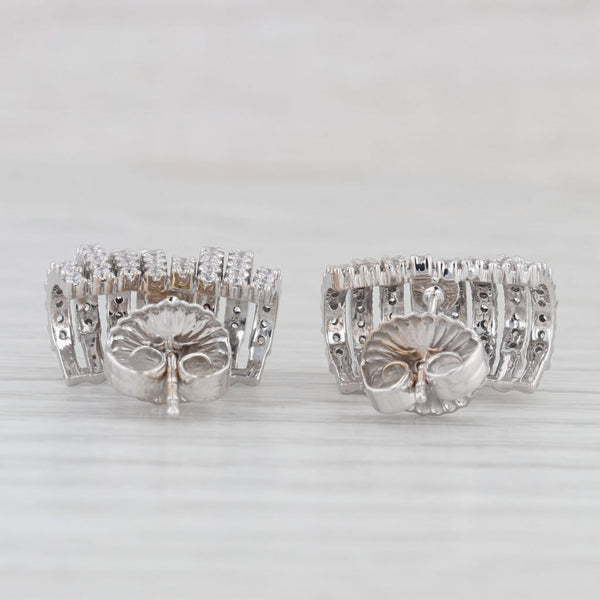 1ctw Cubic Zirconia Beveled Diamond Earrings 14k White Gold Studs