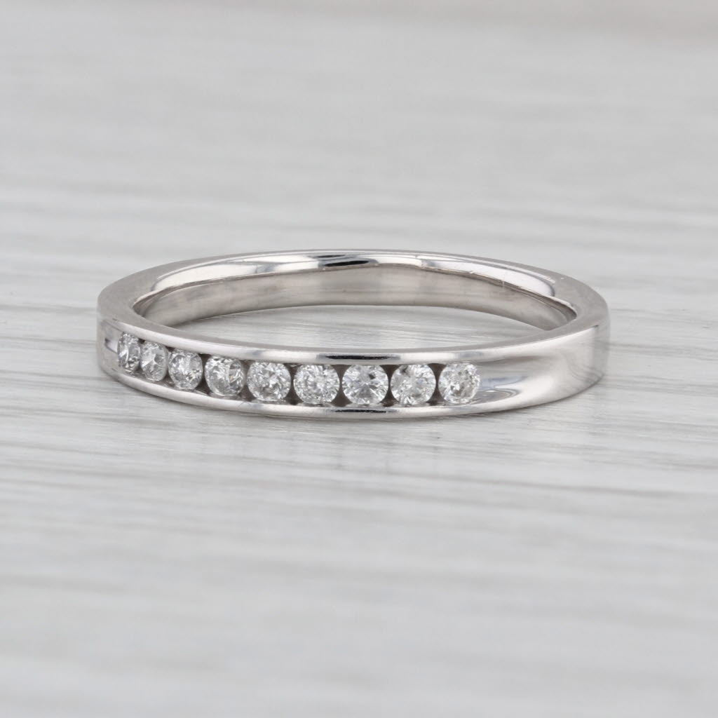 0.18ctw Diamond Wedding Band 10k White Gold Stackable Anniversary Ring