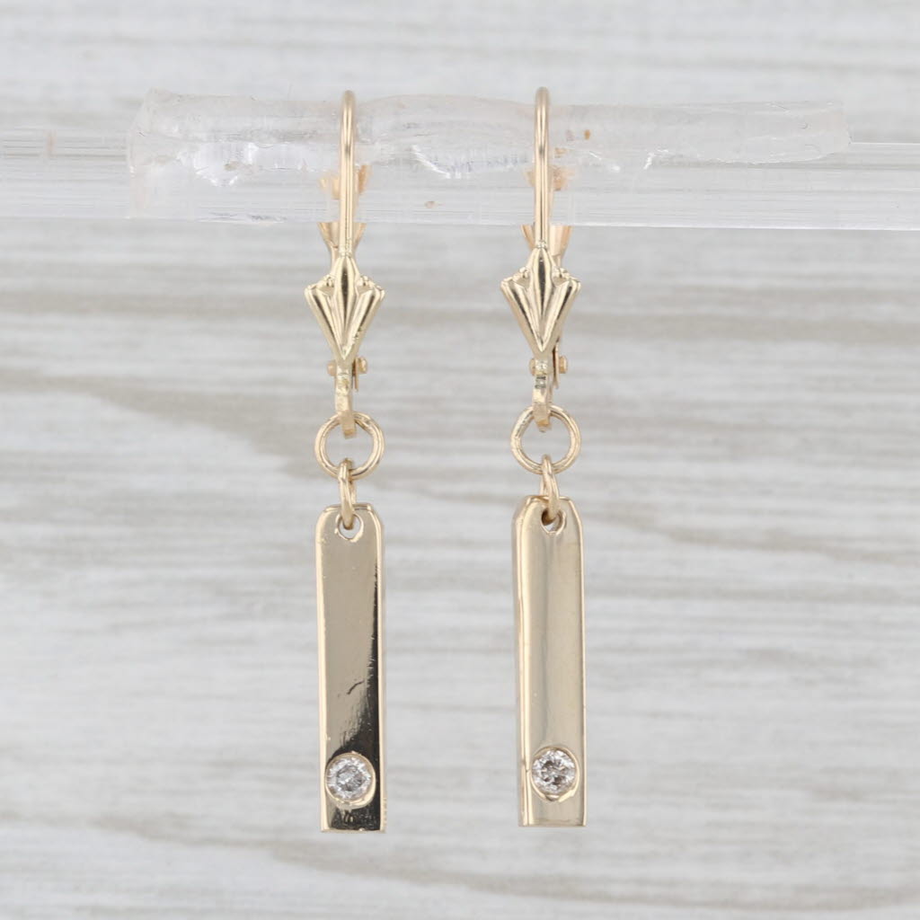 Diamond Bar Dangle Earrings 14k Yellow Gold Drops