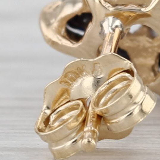 0.66ctw Blue Sapphire Diamond Flower Stud Earrings 10k Yellow Gold Studs