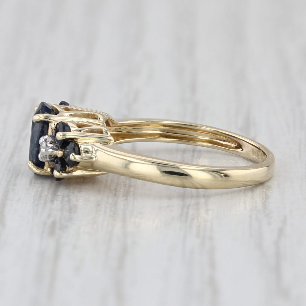 1.54ctw Oval Blue Sapphire Ring 14k Yellow Gold Size 5 Diamond Accents