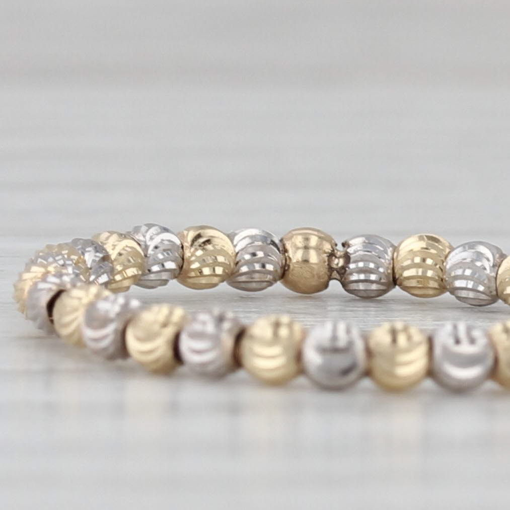 Gray New Yellow White Gold Bead Ring Stackable Band 14k 2-Toned Size 5.75