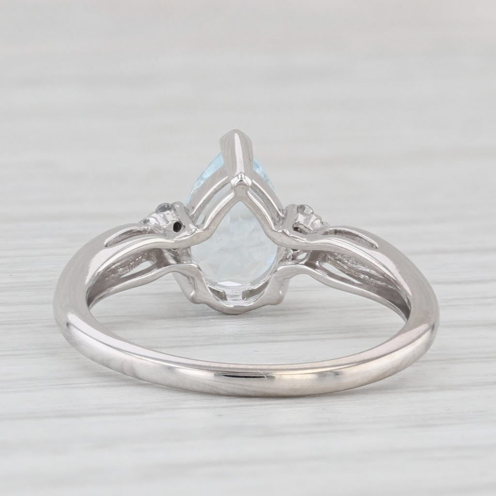 Light Gray 1.34ctw Pear Aquamarine Diamond Ring 10k White Gold Size 7 Engagement