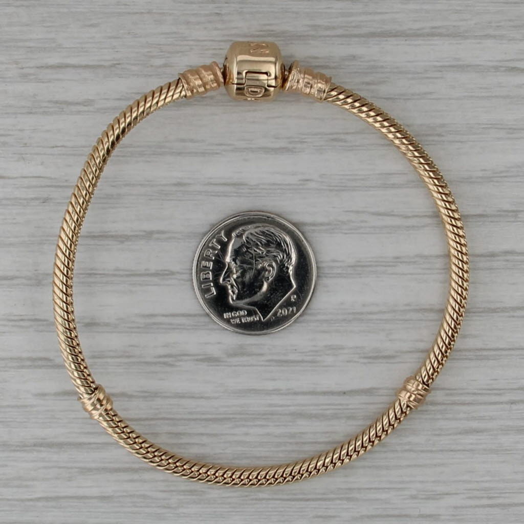 Pandora Moments Gold Clasp Charm Bracelet 550702 14k Yellow Gold 6.5" 16.5cm