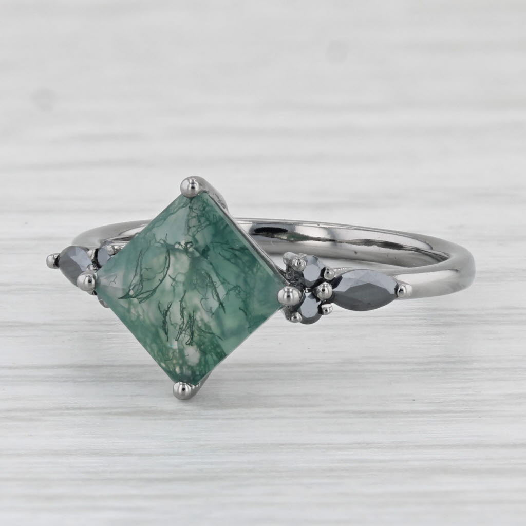 Light Gray Moss Agate Ring 10k Yellow Gold Size 6