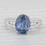 Oval Purple Sapphire Diamond Ring 14k White Gold Size 7.25 Engagement