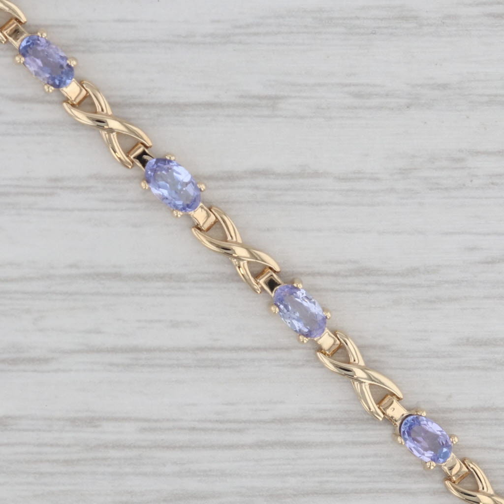 Gray 3.13ctw Tanzanite Tennis Bracelet 10k Yellow Gold 7" 3.7mm