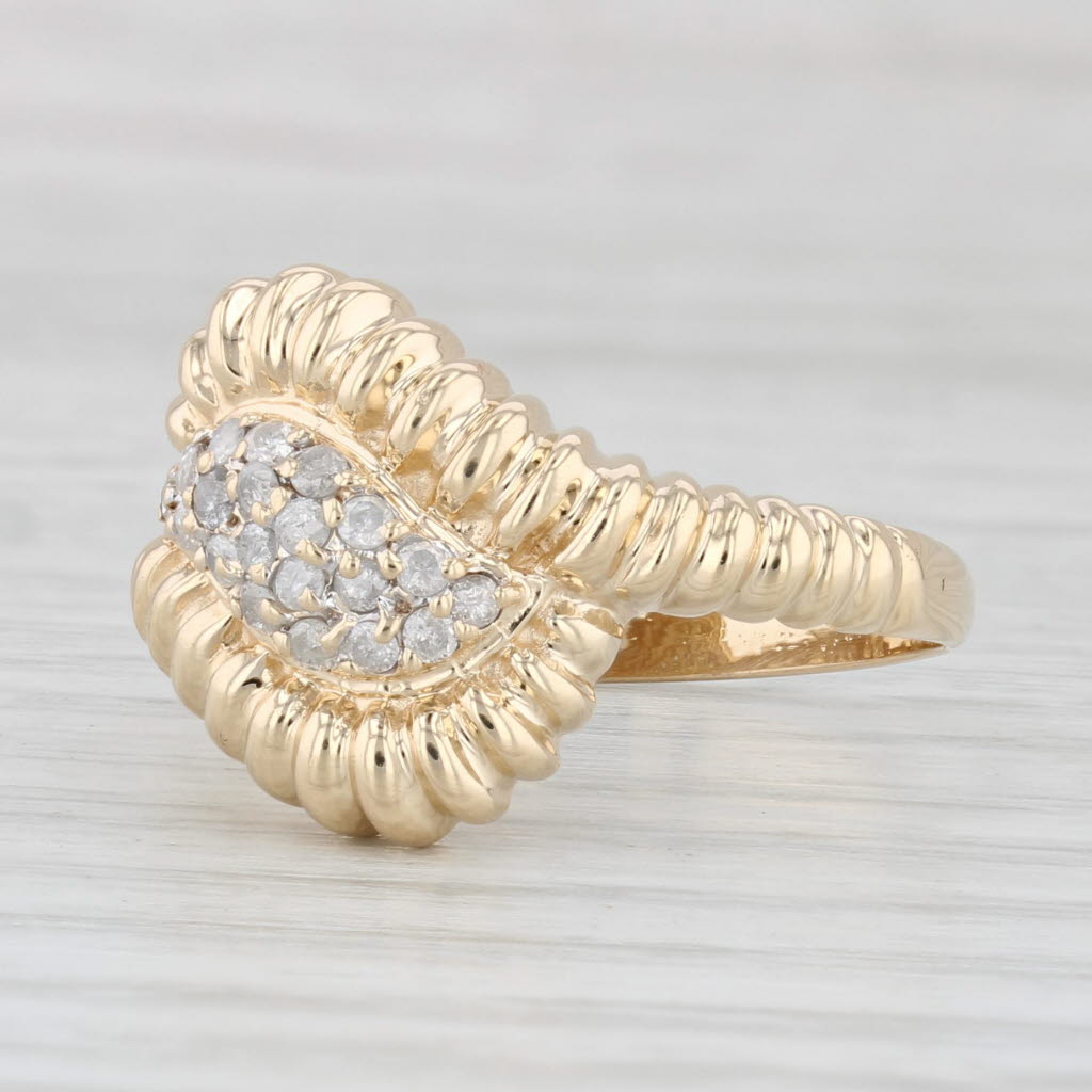 Light Gray 0.20ctw Diamond Cluster Ring 14k Yellow Gold Size 8.25 Bypass