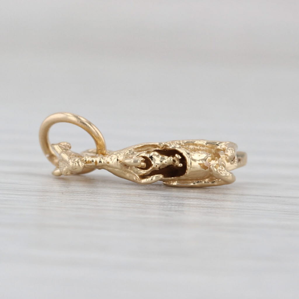 Small Kangaroo w/ Joey Charm 14k Yellow Gold Pendant