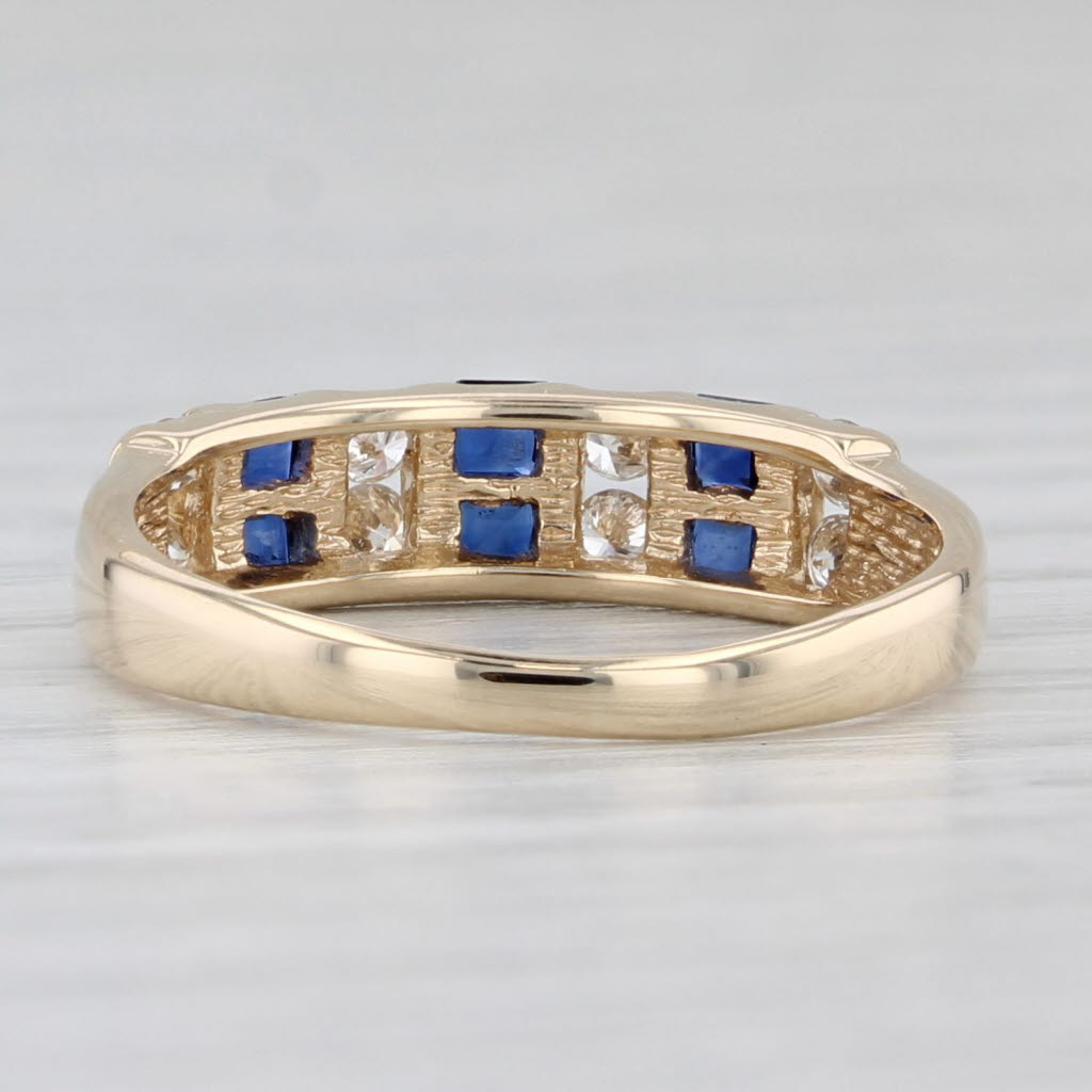 Light Gray 0.60ctw Blue Sapphire Diamond Ring 14k Yellow Gold Size 5.5 Stackable