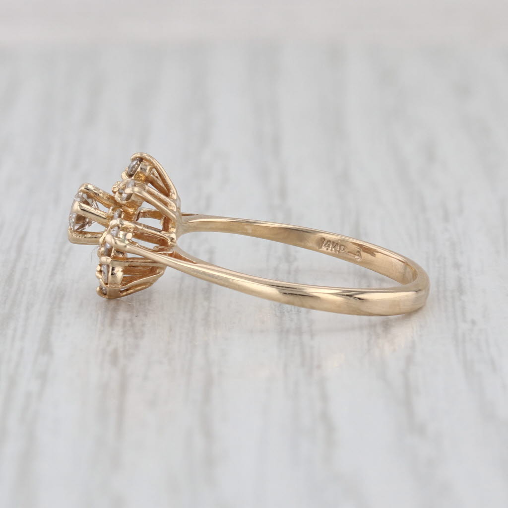 0.44ctw Diamond Flower Halo Engagement Ring 14k Yellow Gold Size 8