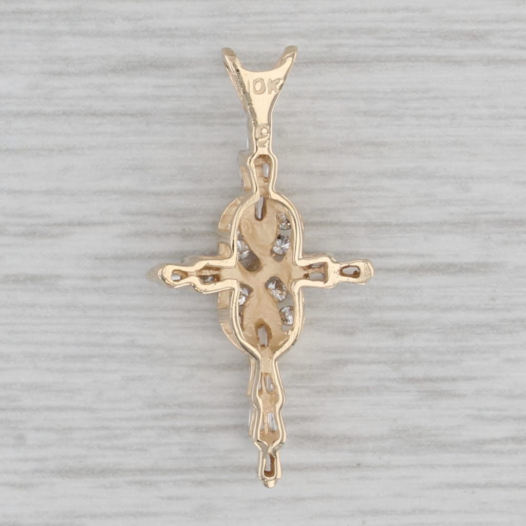 Gray Small 0.20ctw Diamond Cross Pendant 10k Yellow Gold