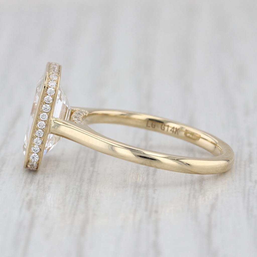 New IGI 3.30ctw Emerald Cut Lab Grown Diamond Engagement Ring 14k Yellow Gold