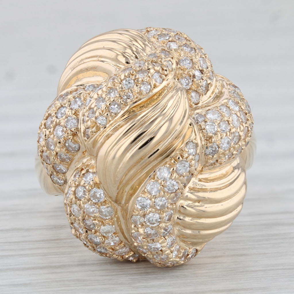 Light Gray 1.25ctw Diamond Knot Ring 14k Yellow Gold Size 6.75 Cocktail