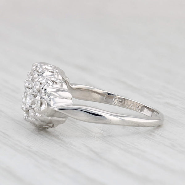 Vintage 0.38ctw Diamond Princess Ring 14k White Gold Size 3.75 Halo 3-Stone