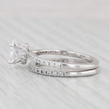 1.45ctw Oval Diamond Engagement Ring Wedding Band Bridal Set 14k White Gold GIA