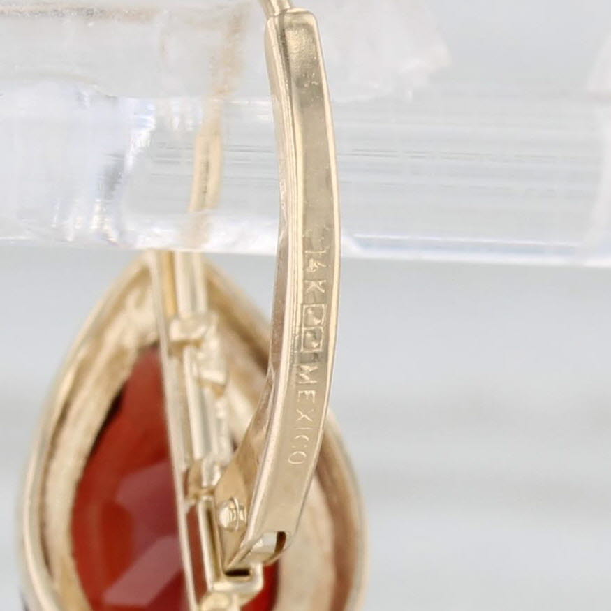 Light Gray 3.20ctw Garnet Teardrop Earrings 14k Yellow Gold Lever Backs