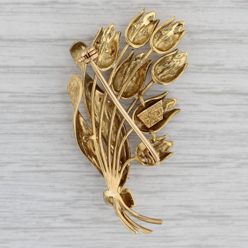Tiffany & Co Flower Bouquet Brooch 18k Yellow Gold Vintage Statement Pin