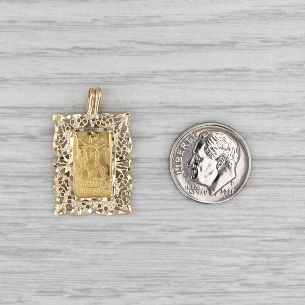 Credit Suisse 1985 Liberty Mini-Gram Gold Bar Pendant 14k 999 Yellow Gold