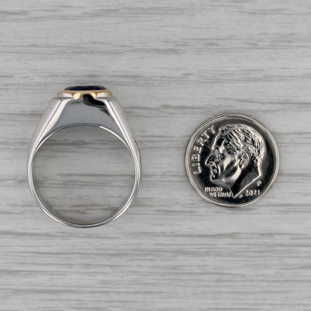 4.18ctw Tanzanite Diamond Men's Ring 14k White Yellow Gold Size 8.5