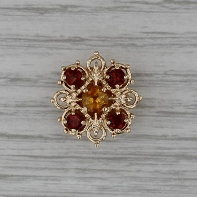 Richard Klein 0.78ctw Citrine Garnet Flower Slide Bracelet Charm 14k Yellow Gold