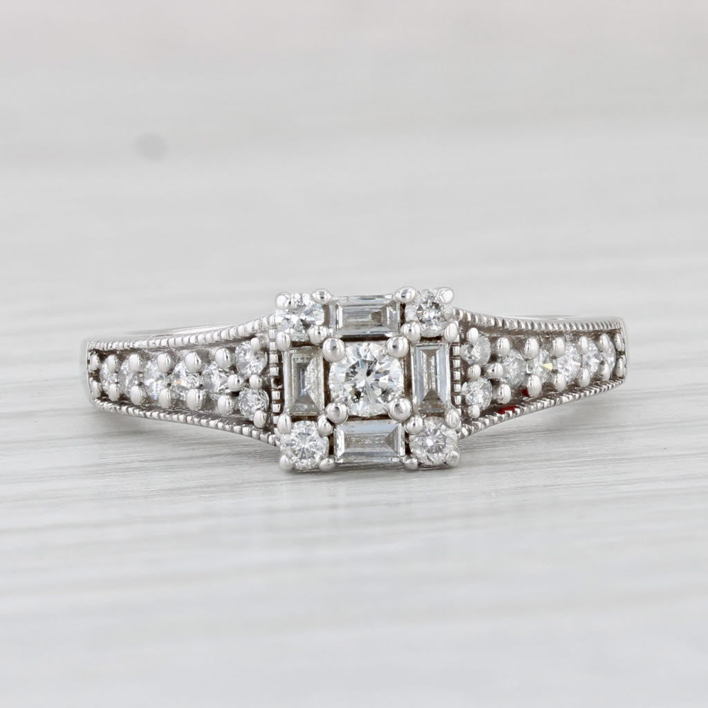 Light Gray 0.49ctw Diamond Engagement Ring 14k White Gold Size 7 Vintage Keepsake