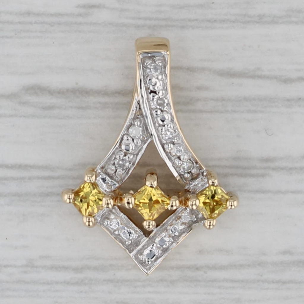 Gray 0.30ctw Yellow Sapphire Diamond Pendant 14k Yellow Gold