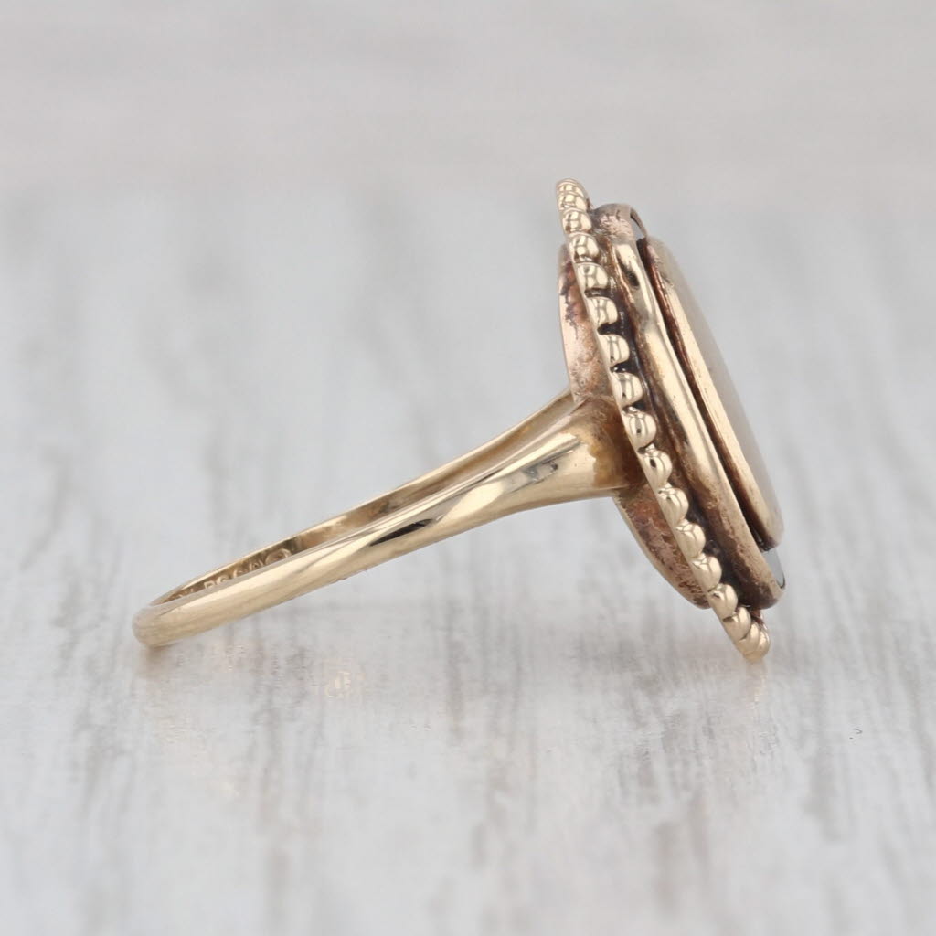 Vintage Engravable Oval Signet Ring Onyx 10k Yellow Gold Size 6.25