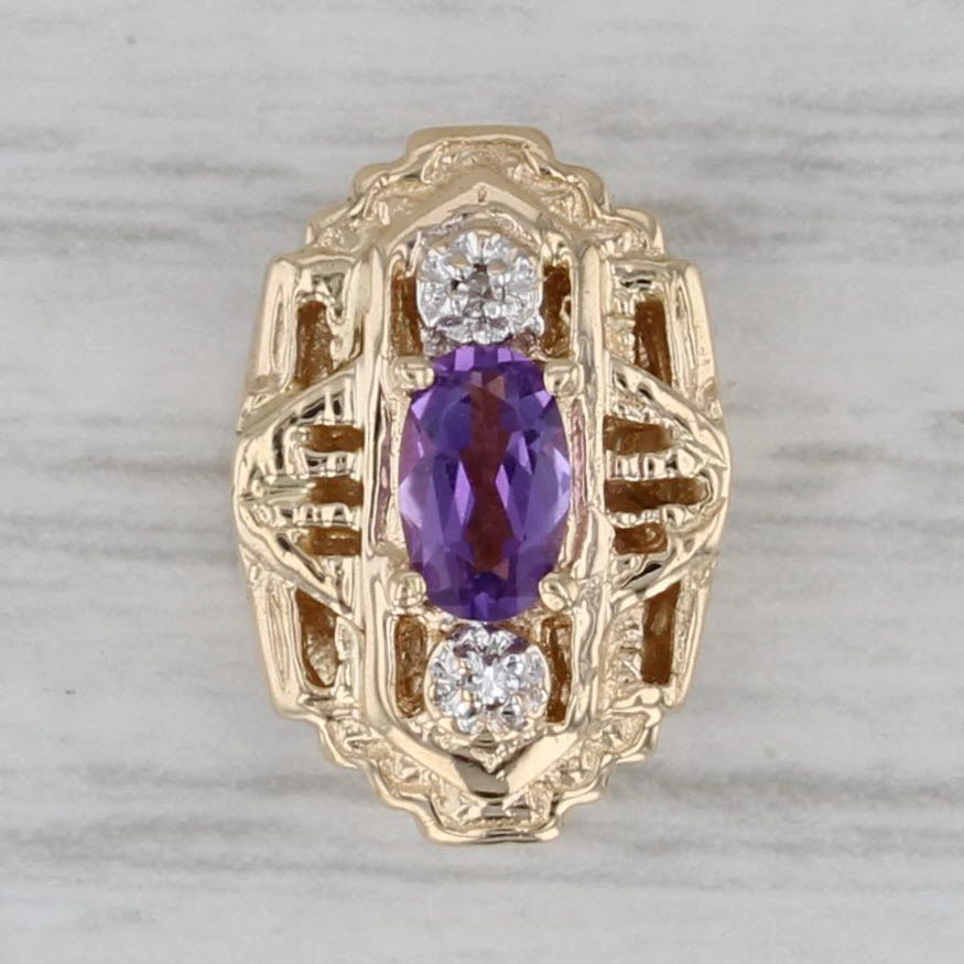 Gray 0.20ct Amethyst Slide Charm Bracelet 14k Gold Diamond Accents Richard Klein