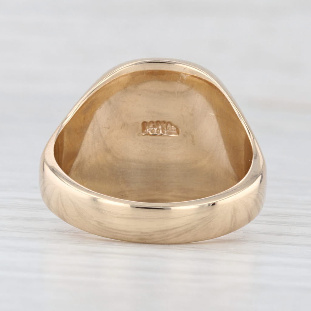 Vintage Church & Co Latin Coat of Arms Signet Ring 14k Yellow Gold Size 13