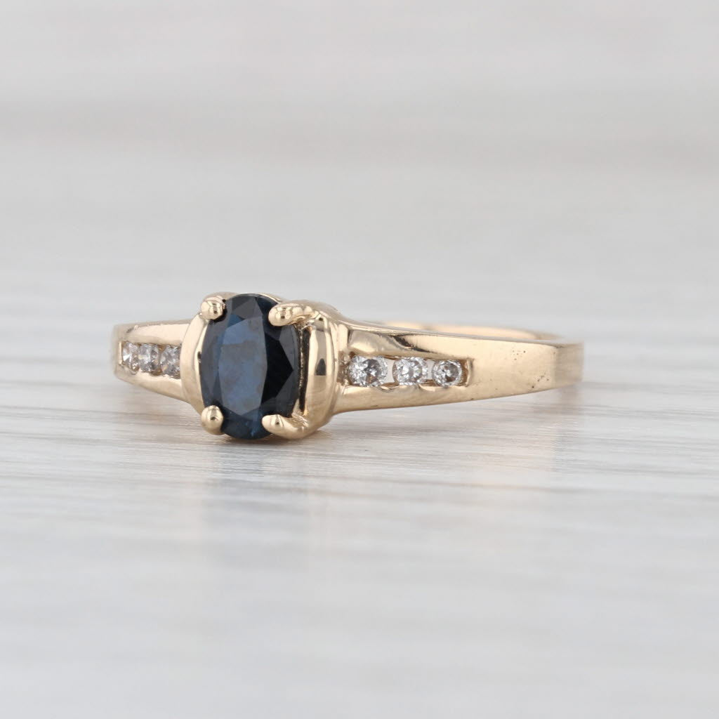 0.51ctw Blue Sapphire Diamond Ring 14k Yellow Gold Size 7