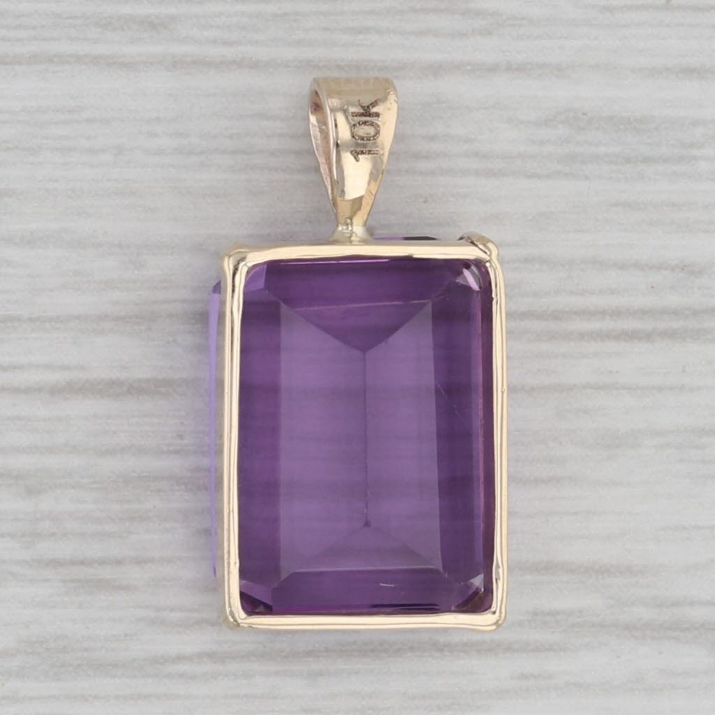 Gray 7.50ct Amethyst Solitaire Pendant 10k Yellow Gold Emerald Cut