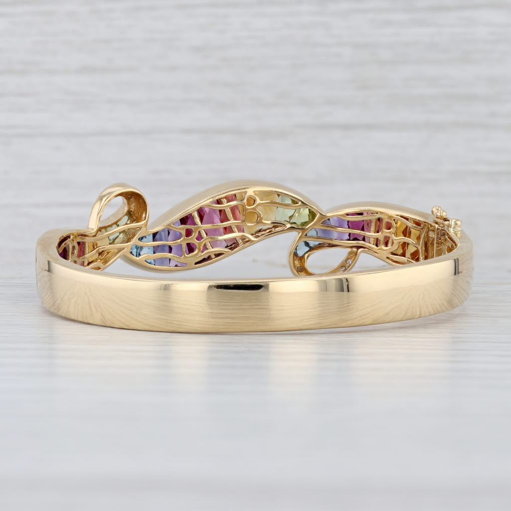 Bellari Rainbow Gemstone Bangle Bracelet 18k Gold Topaz Iolite Amethyst Peridot