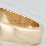 Light Gray Onyx Men's Ring 14k Yellow Gold Size 13.75 Oval Cabochons Solitaire Solid Back
