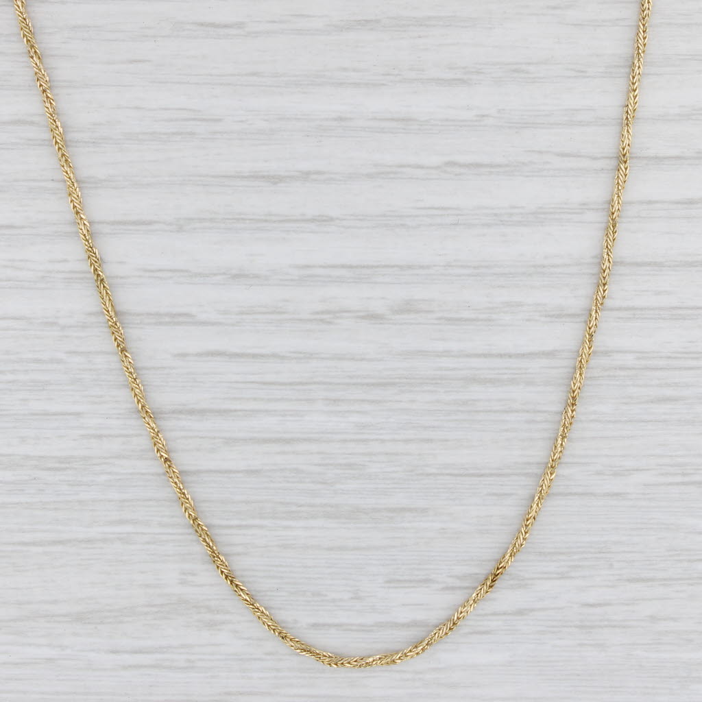 Light Gray Woven Wheat Chain Necklace 18k Yellow Gold 22.25" 1.5mm