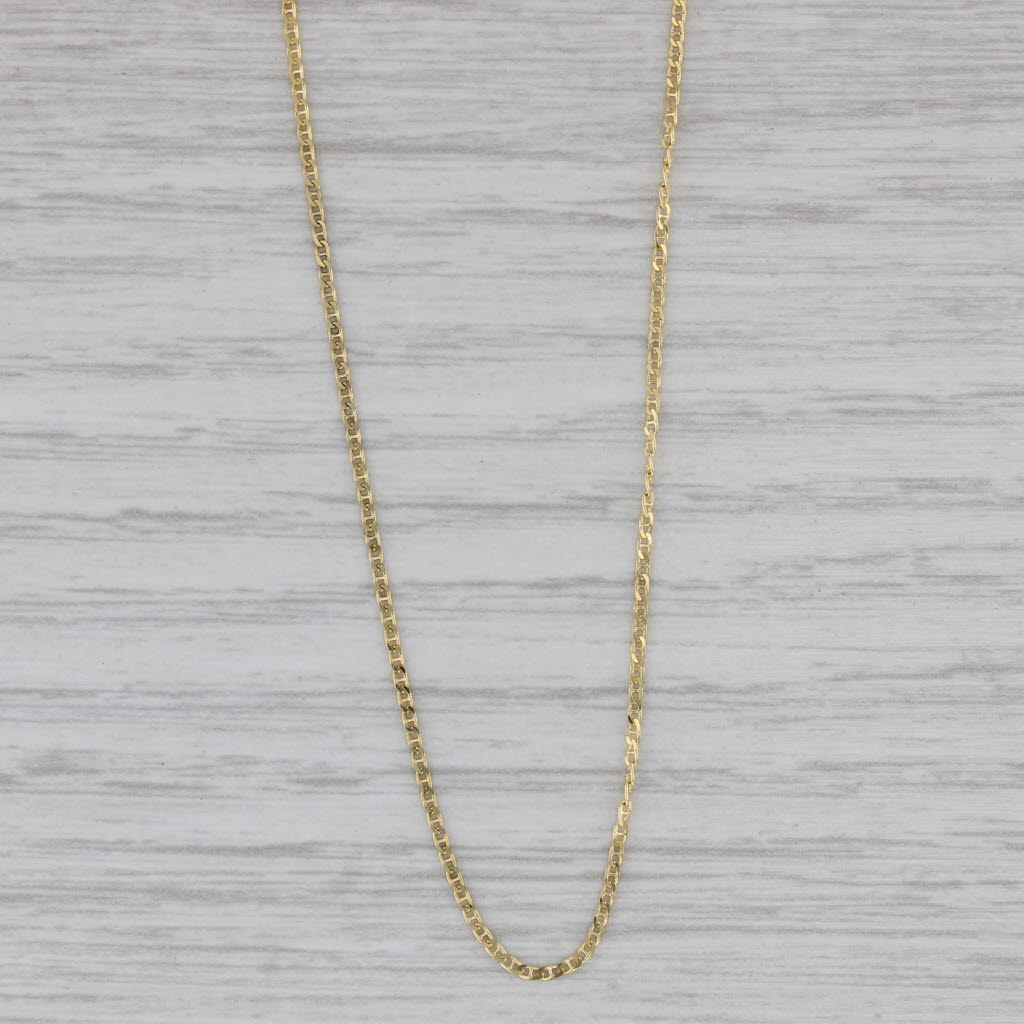 Gray Anchor Mariner Chain Necklace 18" 1mm 14k Yellow Gold