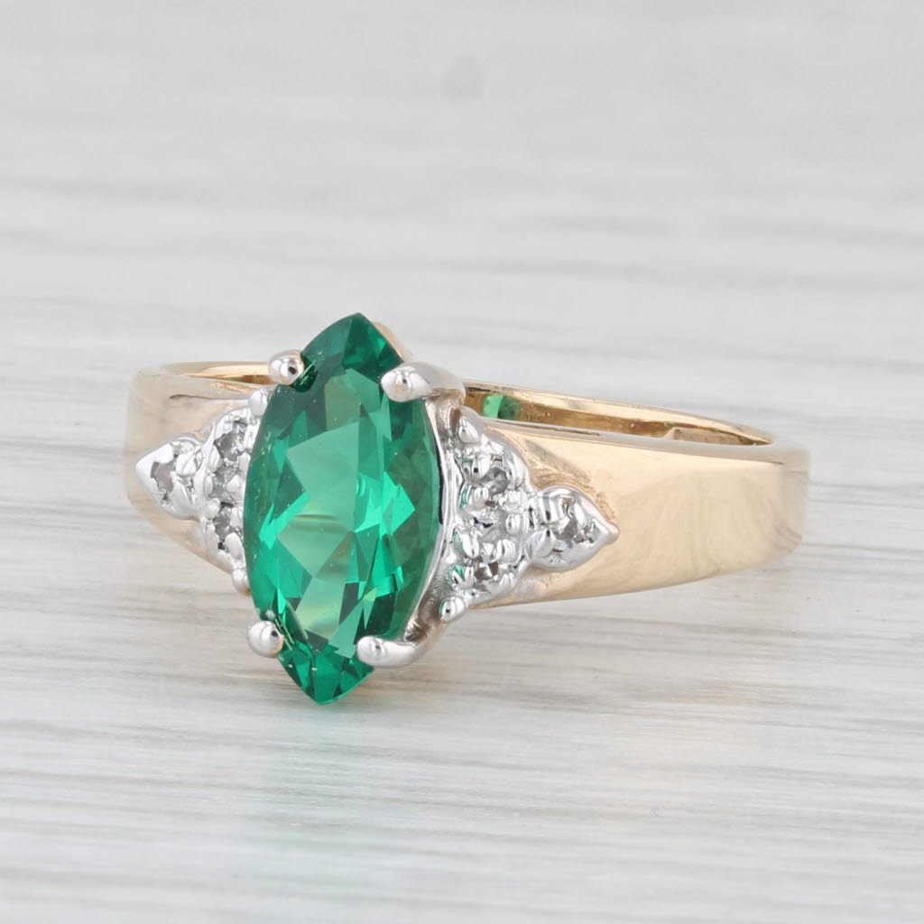 Light Gray 1.03ctw Marquise Lab Created Emerald Diamond Ring 14k Yellow Gold Size 5