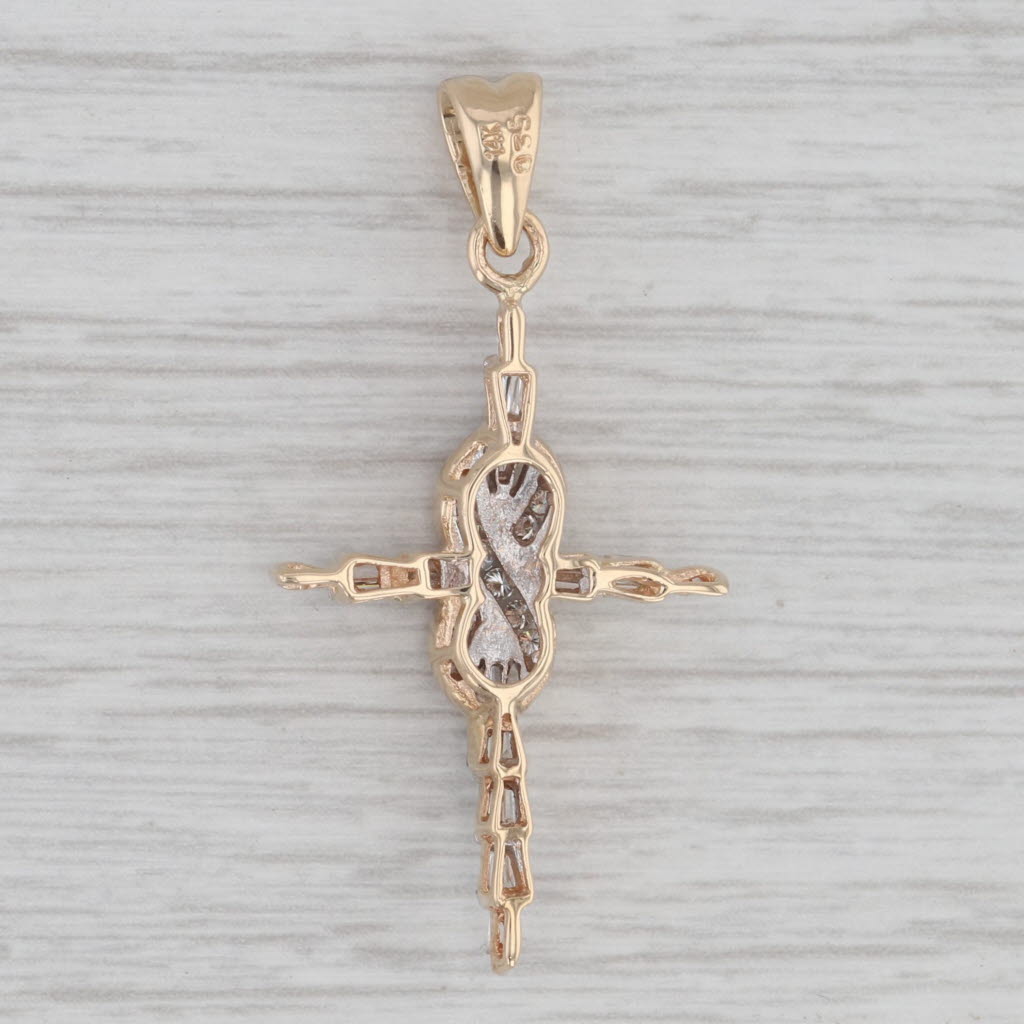 Gray 0.33ctw Diamond Cross Pendant 14k Yellow Gold