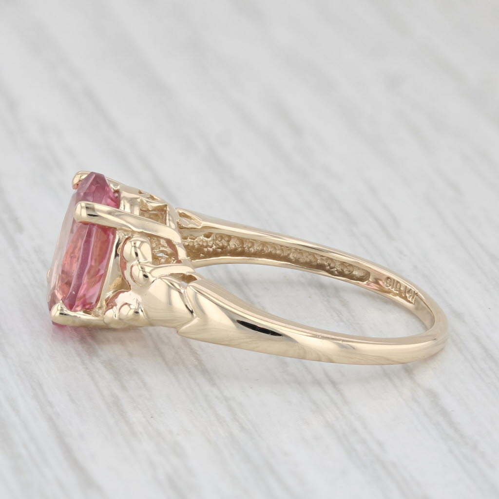 Light Gray 3ct Pink Tourmaline Oval Solitaire Ring 14k Yellow Gold Size 7