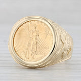 1994 American Eagle Coin Ring 14k 22k Yellow Gold Size 9 Signet 1/10oz