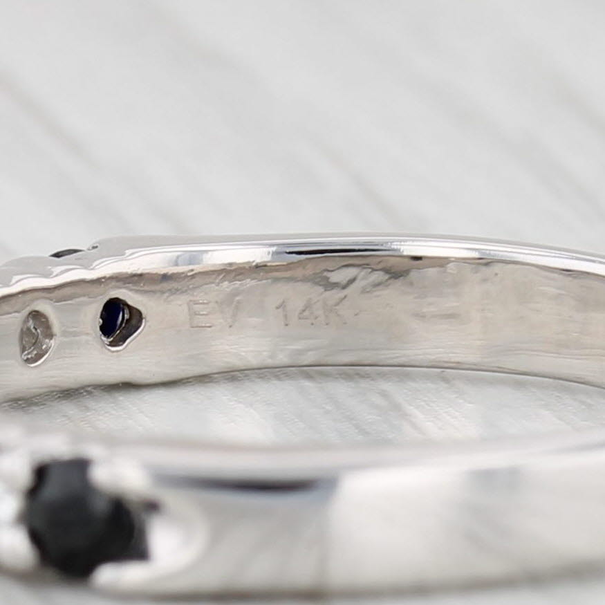 Light Gray 0.83ctw Blue Sapphire Diamond Ring 14k White Gold Sz 8.75 Stackable Wedding Band