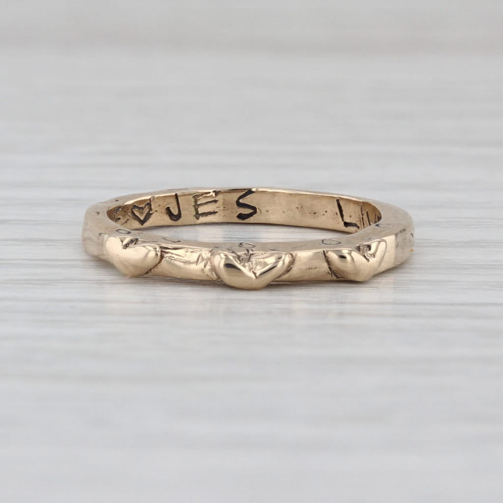 Jes Maharry Three Loves Heart Ring 14k Yellow Gold Size 6 Stackable Band