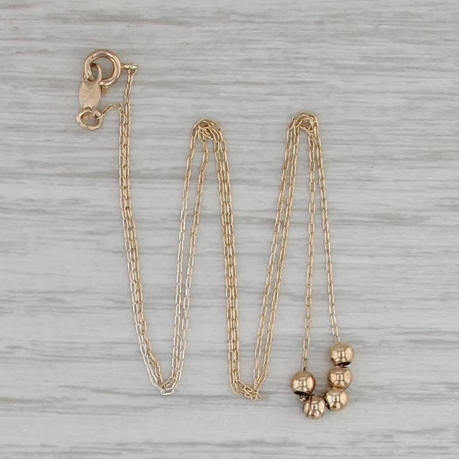 Bead Spacer Necklace 14k Yellow Gold 15.25" Cable Chain